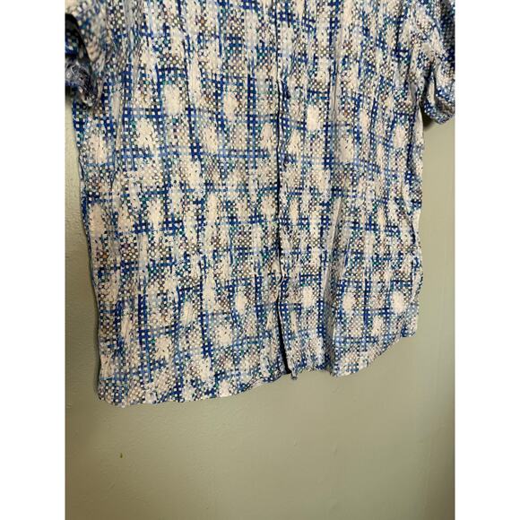 London 7 Downie St. Couture blue plaid button down - Picture 6 of 9